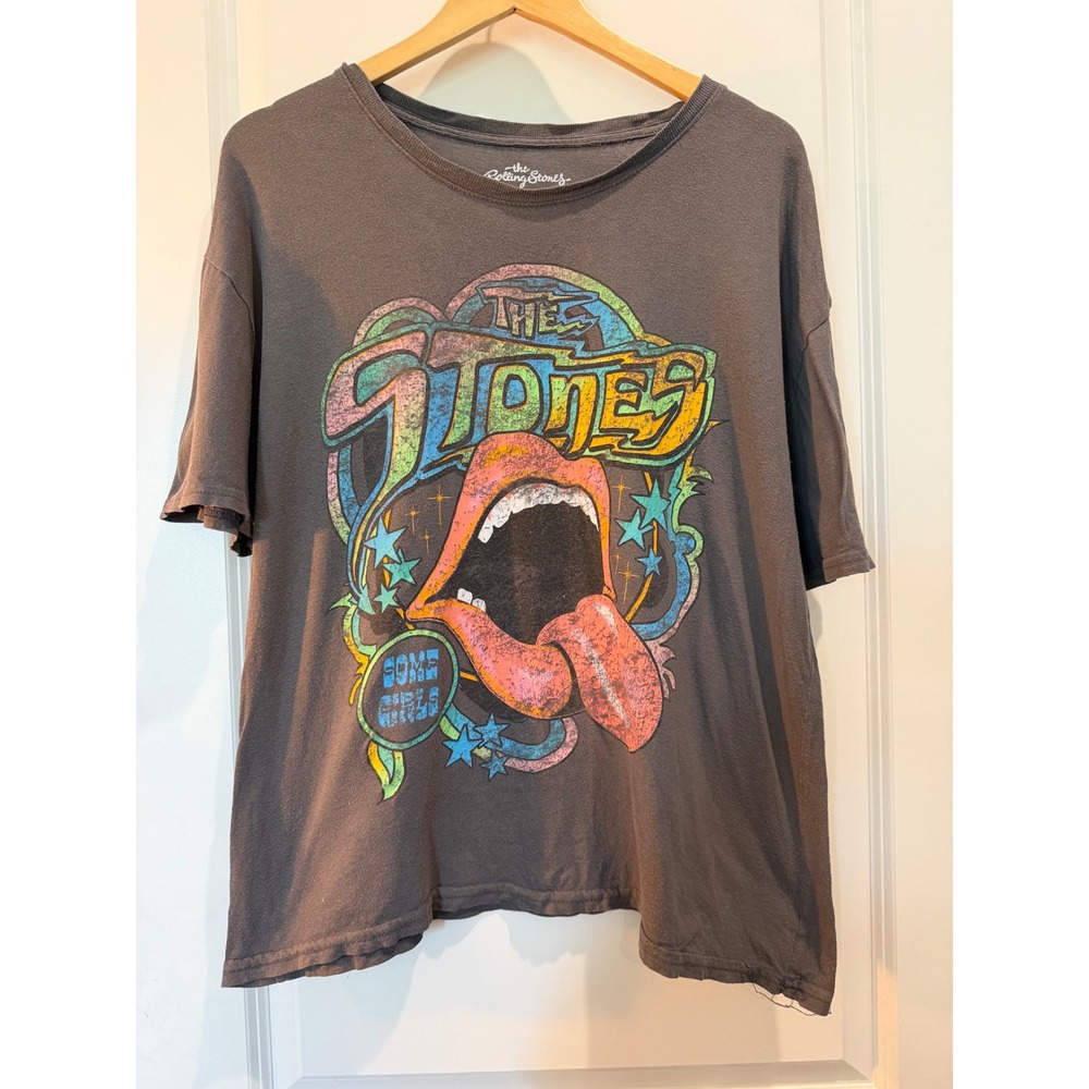 The Rolling Stones Some Girls Graphic T-Shirt XXL Faded Black Rock Band Tee